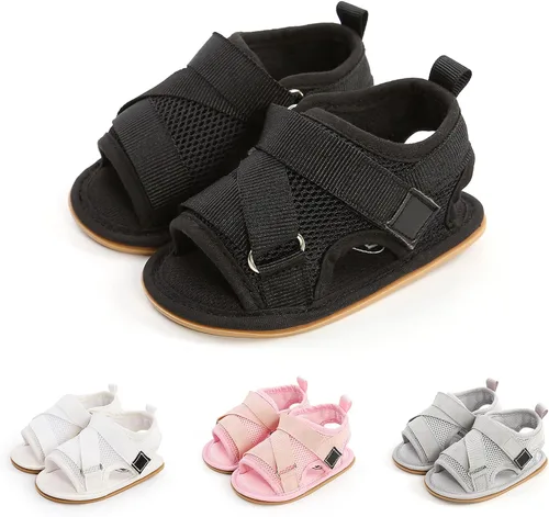 Vista 44 de Sandalias de verano para bebés, niñas y niños, unisex, antideslizantes, suela suave, transpirable, para primeros pasos, zapatos de playa al aire
