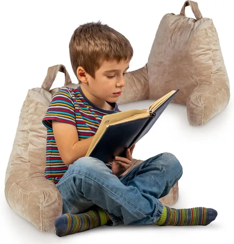 Vista 8 de Cheer Collection Almohada de lectura con brazos – Almohada de cama portátil para sentarse y apoyar, almohada de respaldo rellena de espuma