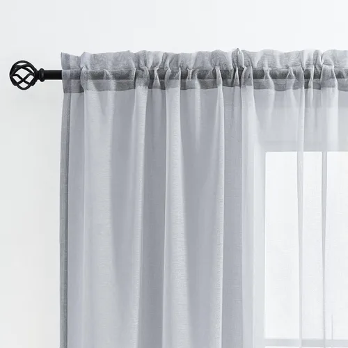 Vista 39 de MYSTIC-HOME Juego de cortinas de niveles transparentes blancas para cocina de 24 pulgadas de largo, tratamiento de cortinas para ventanas pequeñas