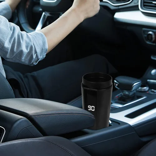 Vista 7 de Tazas de café de viaje para automóvil de 24V/12V, taza con control de temperatura para automóvil, taza inteligente calentada, ajusta temperatura