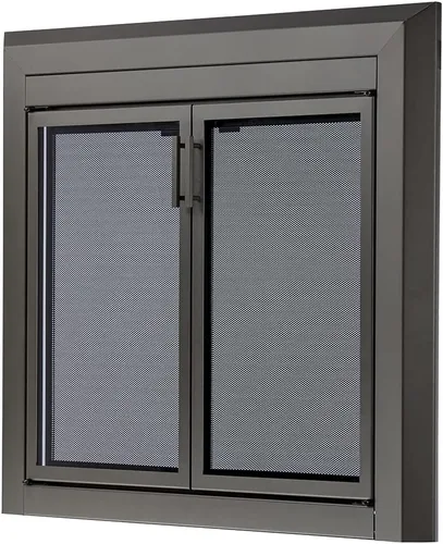 Vista 2 de UniFlame - Logan - Puertas de chimenea estilo gabinete con vidrio templado ahumado