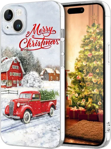 Vista 14 de Newseego Funda de Navidad para iPhone 13, Serie Linda a Prueba de Golpes Anti-Amarillo PC Duro + Parachoques TPU Cubierta Protectora para Mujeres