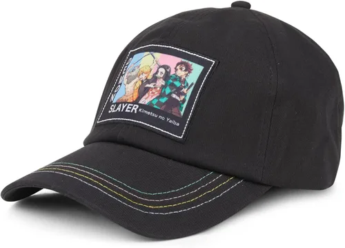 Vista 5 de Demon Slayer Gorra de béisbol Kimetsu No Yaiba para hombre, con logotipo de Tanjiro Kamado con ala curvada, gorra para papá para hombres y niños