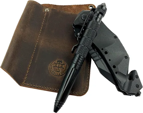 Vista 5 de Funda para herramientas hecha a mano de cuero de grano completo, soporte multiherramienta, funda para cuchillos, accesorios de camping y exteriores