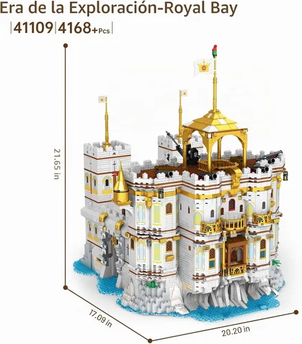 Vista 6 de JMBricklayer Royal Bay Castle Building Sets, Ideas Medieval Castle Building Kit 41109, Construction MOC Building Set,Collectible Display