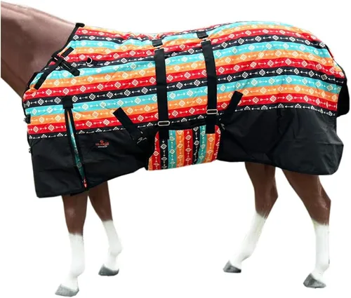 Vista 19 de HILASON Manta de Caballo de Poly Impermeable de Invierno 1200D con Envolvente de Vientre Mantas de Exterior para Caballos Vino