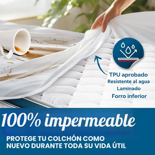 Vista 5 de Guardmax Protector de colchón individual con cremallera, funda de colchón 1 - Blanco