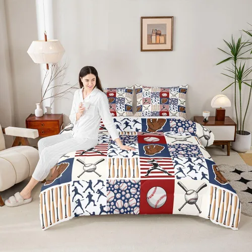 Vista 92 de Juego de ropa de cama de baloncesto para niños y adolescentes, juego de edredón deportivo para niños, tamaño matrimonial, suave, ligero, decoración