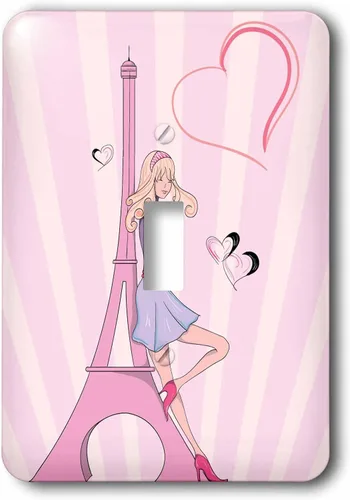 Vista 4 de 3dRose LLC LSP _ _ _ _ _ _ _ _ _ _ 106888 _ _ _ _ _ _ _ _ _ _ 6 Girly Rosa Niña De La Torre Eiffel y los corazones Paris Love Ilustración Vectorial