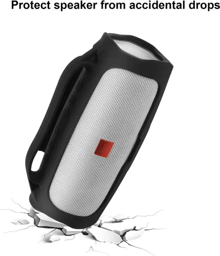 Vista 7 de Funda de silicona para altavoz portátil JBL Charge 4 impermeable, funda de transporte de viaje, funda protectora con asa, correa de hombro ajustable