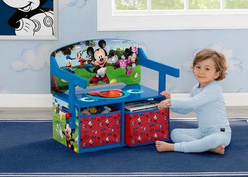 Vista 4 de Delta Children - Banco de actividades convertible para niños, con certificado Greenguard Gold, Mickey Mouse de Disney