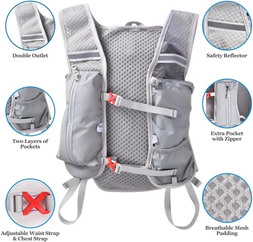Vista 2 de Mochila de hidratación con vejiga de hidratación de 2 litros, mochila de agua ligera, bolsa de escalada para senderismo, paquete de hidratación
