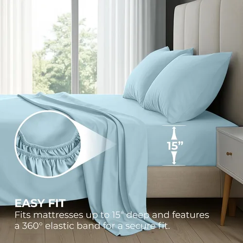 Vista 61 de Pure Bedding Juego de Sábanas Twin - Sábanas de Cama de Microfibra Ultra-Suave 1800 - Doble Cepillado - Bolsillos Profundos - Ajuste Fácil - Extra