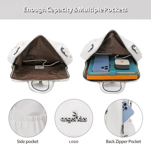 Vista 10 de Bolsos mochila monedero de piel sintética para mujer, bolsas con zíper, mochilas de hombro casuales