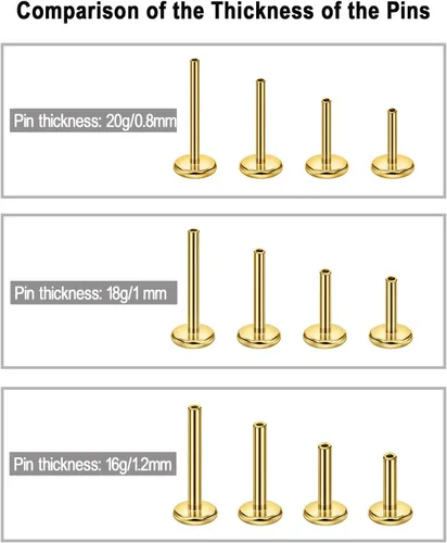 Vista 4 de FANSING 316L Surgical Steel Threadless Push Pin Labret Studs