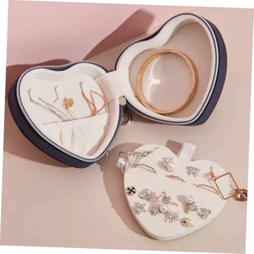 Vista 4 de Holibanna 4pcs jewelry box travel jewelry earring travel case heart jewelry necklace ring holder stud earring organizer earring gift case jewelry