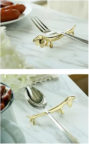 Vista 9 de TOPINCN 4 soportes para palillos, soporte para palillos, reutilizable, lindo diseño de animales, dorado, soporte para palillos y tenedores