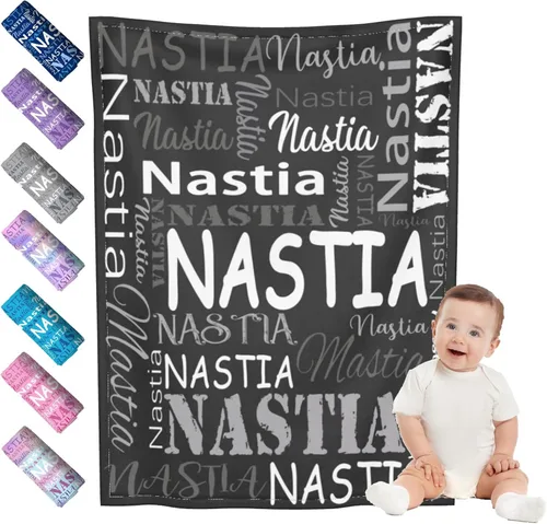 Vista 17 de Mantas de bebé personalizadas para niño y niña, manta de bebé personalizada con nombre para niños y adultos, mantas suaves personalizadas