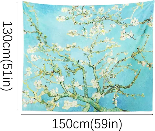 Vista 2 de Berkin Arts Vincent Van Gogh - Tapiz decorativo para colgar en la pared, tela de poliéster de alta calidad, maximalismo, árbol de hojas verde