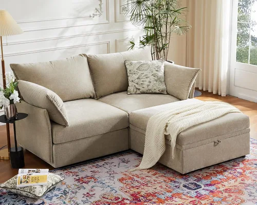 Vista 55 de Sofá seccional modular de gran tamaño de 103.5 pulgadas, sofá convertible en forma de L con otomana móvil, sofás esquineros grandes de 6 asientos