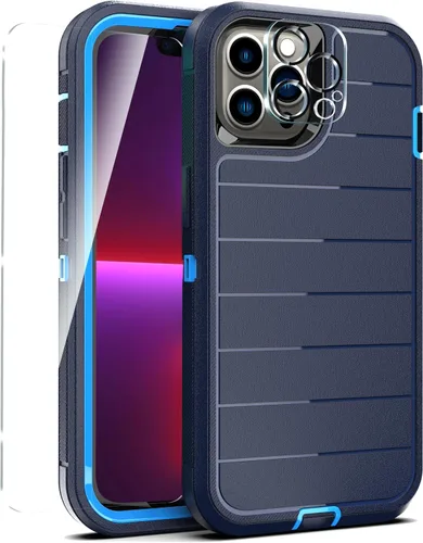 Vista 27 de YmhxcY Funda para iPhone 12/iPhone 12 Pro [2 Protectores de Pantalla de Vidrio Templado] Cubierta Duradera de 3 Capas A Prueba de Caídas/Funda