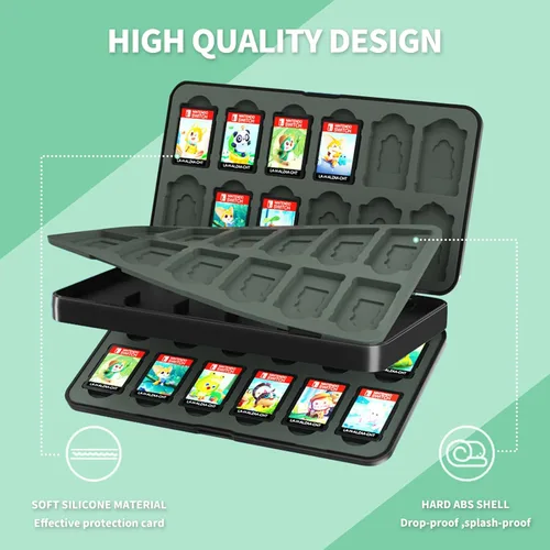 Vista 3 de QUBAMG Nintendo Switch Game Case 48 Game Card Slots and 48 Micro SD Card Slots for Nintendo Switch & OLED,Black Game Holder for Nintendo Switch