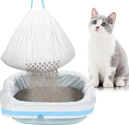 Vista 9 de Jutom 14 bolsas de arena para tamizar con cordón, bolsas de arena para gatos con agujeros, 31 x 18 pulgadas, bolsas de cordón gruesas portátiles