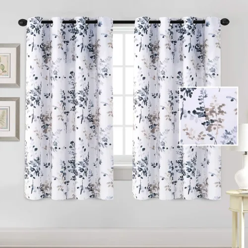 Vista 2 de H.VERSAILTEX Cortinas opacas de 45 pulgadas de largo, juego de 2 paneles para oscurecer la habitación, cortinas térmicas para dormitorio, cortinas