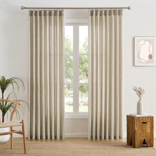 Vista 27 de RAIN CITY - Juego de 2 cortinas de 45 pulgadas de largo con plisado con pellizco, cortinas semitraslúcidas para dormitorio, cuarto de bebé