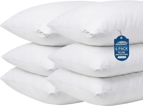 Vista 10 de Sunflower Protector de almohada 100% algodón con cremallera, paquete de 4 unidades, tamaño Queen de 20 x 30 pulgadas, funda de almohada