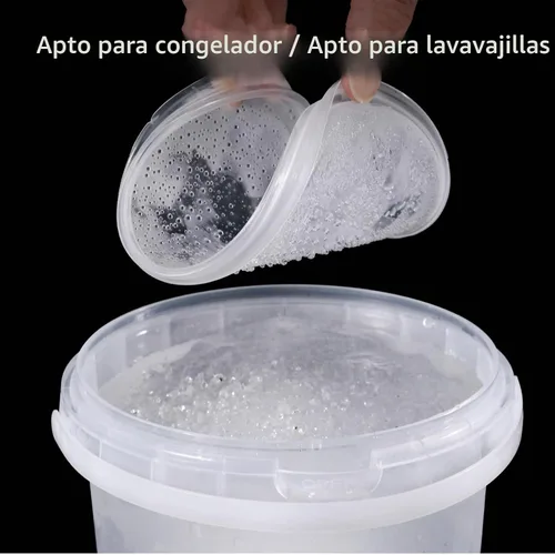 Vista 4 de Paquete de 24 cubos de helado con tapas y asas, cubo de plástico transparente para ron de 25 onzas/33 onzas, recipientes de bebidas de cóctel, cubo
