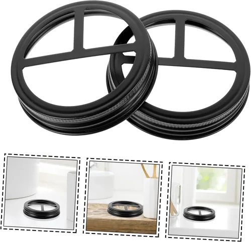 Vista 4 de STOBAZA Juego de 2 soportes para cepillos de dientes, tapas de tarros de acero inoxidable, tapas de botellas para botellas de vidrio, tapas
