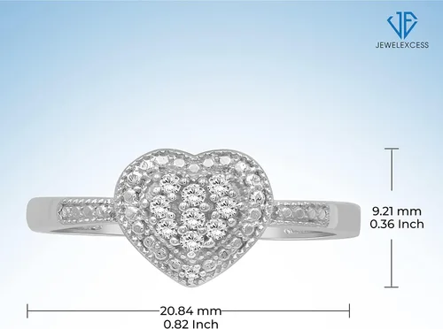 Vista 8 de JEWELEXCESS Juego de joyas de corazón de 3 piezas con diamantes blancos de 13 quilates en plata de ley