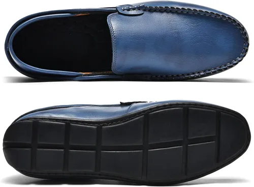 Vista 6 de Mocasines para hombre, zapatos de vestir casuales de cuero para conducir, zapatos de vestir de moda Incluye un par extra de plantillas