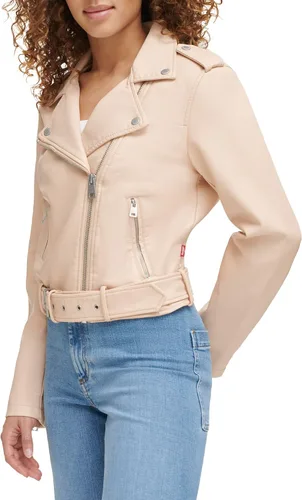 Vista 3 de Levi's Women's Faux Leather Belted Motorcycle Jacket (Standard & Plus Sizes)