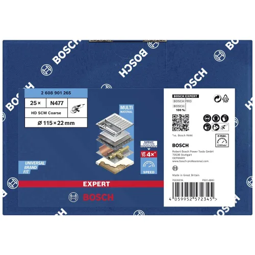 Vista 2 de Bosch 1 discos Expert N477 SCM (para láminas de acero, acero inoxidable, Ø 4.528 in, grueso, accesorio profesional, amoladora angular pequeña)