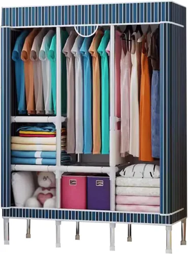 Vista 9 de large closets Portable Wardrobe Closet with Pattern Cloth Cover Closets for Bedroom Hanging Closet Saves Space Steel Rack Large Closet Space-saving