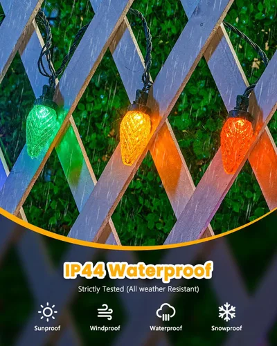 Vista 3 de Minetom Luces de Navidad C9 para exteriores, 88 pies, 110 luces LED con 8 modos de iluminación, impermeable, conectable, certificado UL