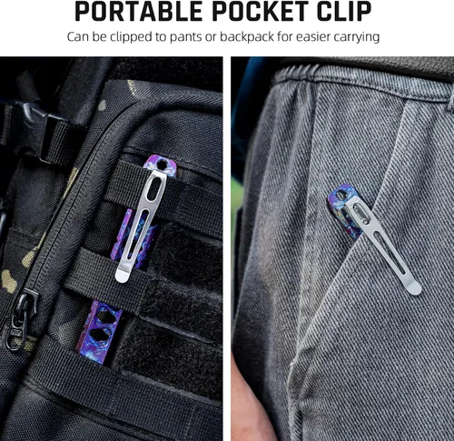 Vista 4 de TISUR Barra de palanca EDC de titanio, multiherramienta de barra de palanca para llavero con abrebotellas, palanca pequeña de bolsillo para hombres