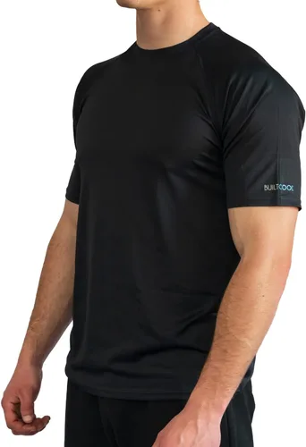 Vista 2 de BUILTCOOL Camisa raglán de cuello redondo para hombre, de secado rápido, absorción de humedad instantánea, protección solar UPF 50