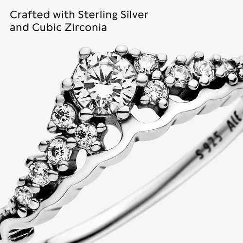 Vista 4 de Pandora Joyería - Anillo de circonita cúbica con tiara de cuento de hadas - Regalo para ella - Plata de ley
