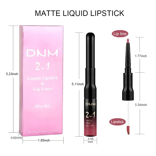 Vista 7 de evpct Juego de 3 lápices labiales líquidos y delineadores de labios para mujeres, 24 horas de larga duración, 24 horas, lápiz labial mate de larga