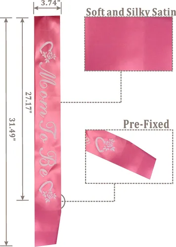 Vista 3 de MEANT2TOBE Tiara de flores rosas naranjas, juego de banda y pin para papá, regalo de maternidad para mamá y él, decoración de baby shower