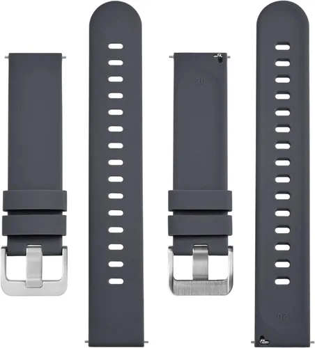 Vista 101 de BISONSTRAP Correas de reloj de silicona, correas de reloj delgadas con liberación rápida, 0.787 in, negro con hebilla negra
