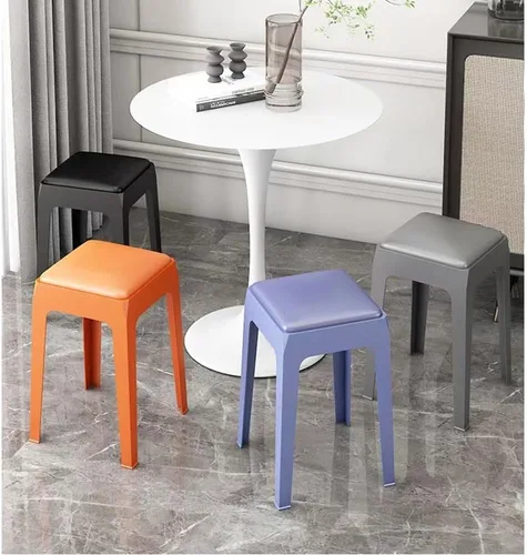 Vista 7 de ZJIEX Taburetes de bar modernos de plástico para mostrador, silla de isla de cocina sin brazos, taburete de encimera sin espalda, taburetes
