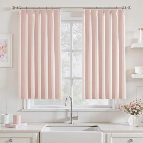 Vista 33 de UHITECH Cortinas plisadas pequeñas de 35 pulgadas de largo, cortinas opacas cortas para ventanas de sótano, aislamiento térmico, cortinas opacas