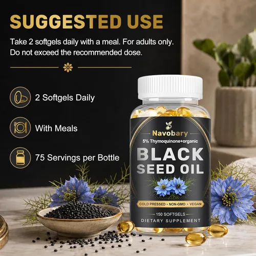 Vista 3 de Black Seed Oil Softgel 500mg prensado en frío - 150 cápsulas
