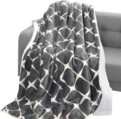 Vista 39 de Elegant Comfort Manta, Manta Reversible de Franela Sherpa, Ultra-Suave, Mullida, Acogedora y Afelpada - Manta Decorativa Ligera para Todas las Gris