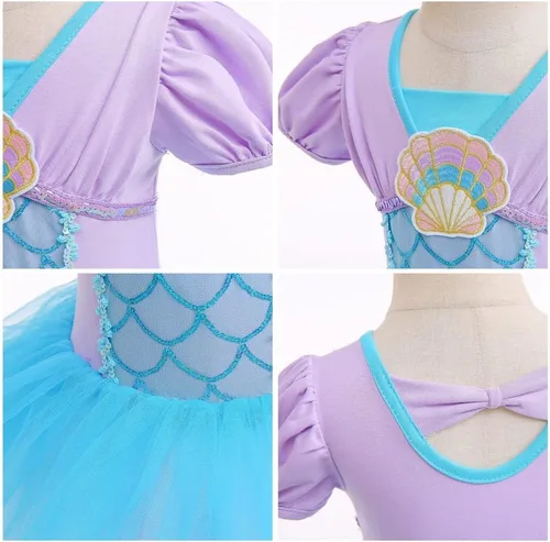 Vista 3 de REXREII Vestido tutú de princesa para niñas pequeñas, Rapunzel Sofía, Blancanieves, Frozen Elsa, disfraz de Halloween