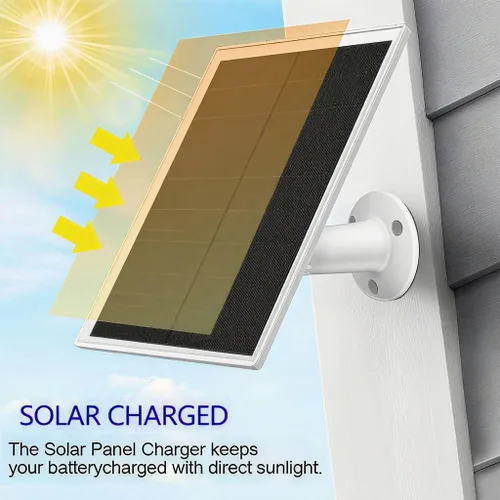 Vista 3 de Paquete de 2 paneles solares para cámara de seguridad con anillo, cargador de panel solar USB de 5 V de alta calidad IP65 impermeable, compatible